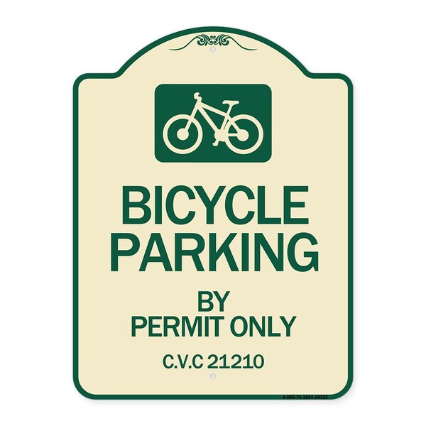 Bicycle Parking by Permit C.V.S. 21210 Heavy-Gauge Aluminum Sign, 24" x 18", TG-1824-24322